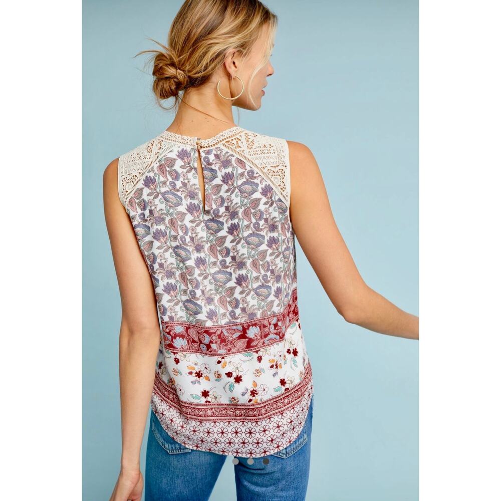 Anthropologie | Maeve | Laced Eleanor Sleeveless Blouse | Sz Small - Picture 2 of 7